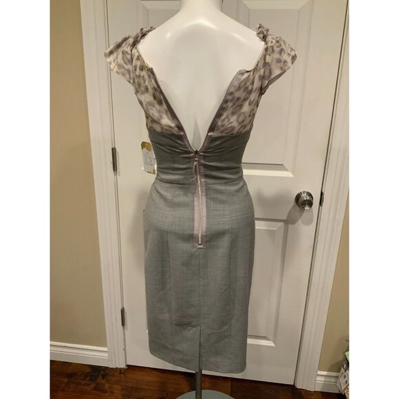 Rebecca Taylor Gray Sweetheart Dress W/ Leopard Print Blouse, Size 0 (US) - Picture 6 of 8